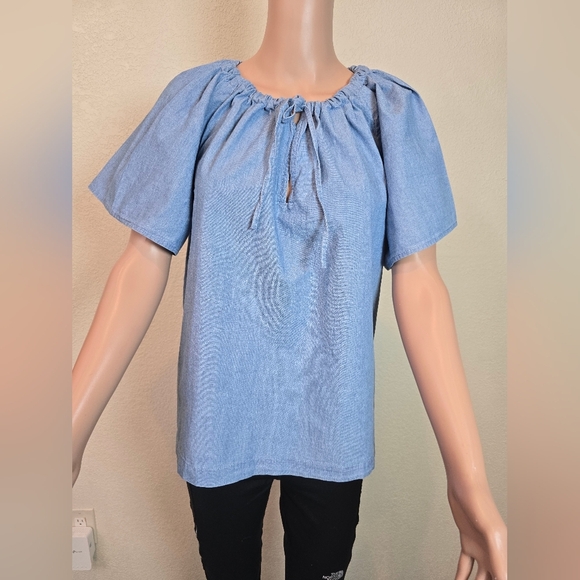 J.Crew* Cranbury Tie-neck Cotton-Poplin Top - Size Large - Picture 2 of 11